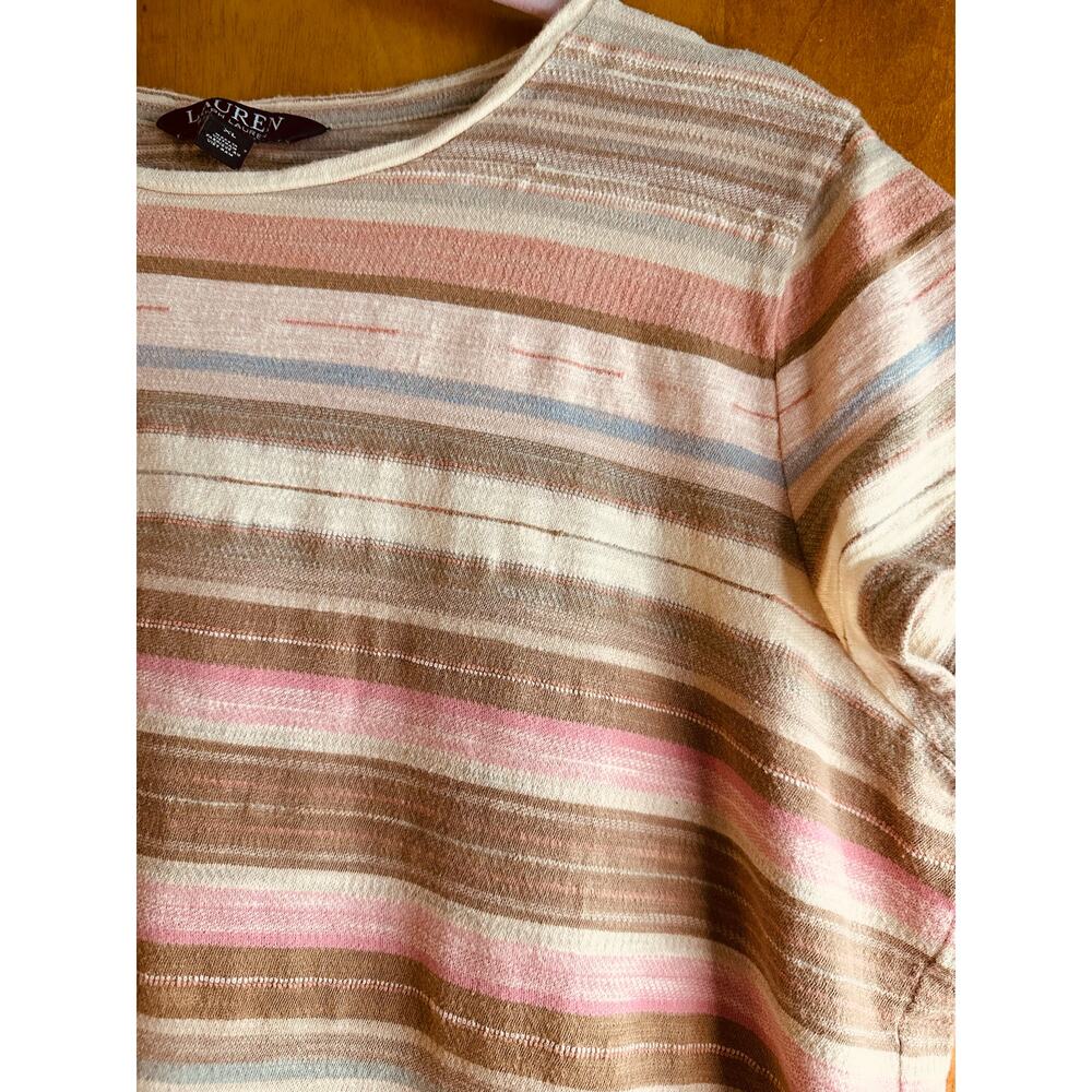Ralph Lauren Striped T-Shirt Short Sleeve Dress/Long Shirt Fitted Size XL - Picture 3 of 7